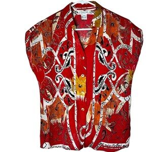 Citron Santa Monica Colorful 100% Silk Sleeveless Women’s Top Medium